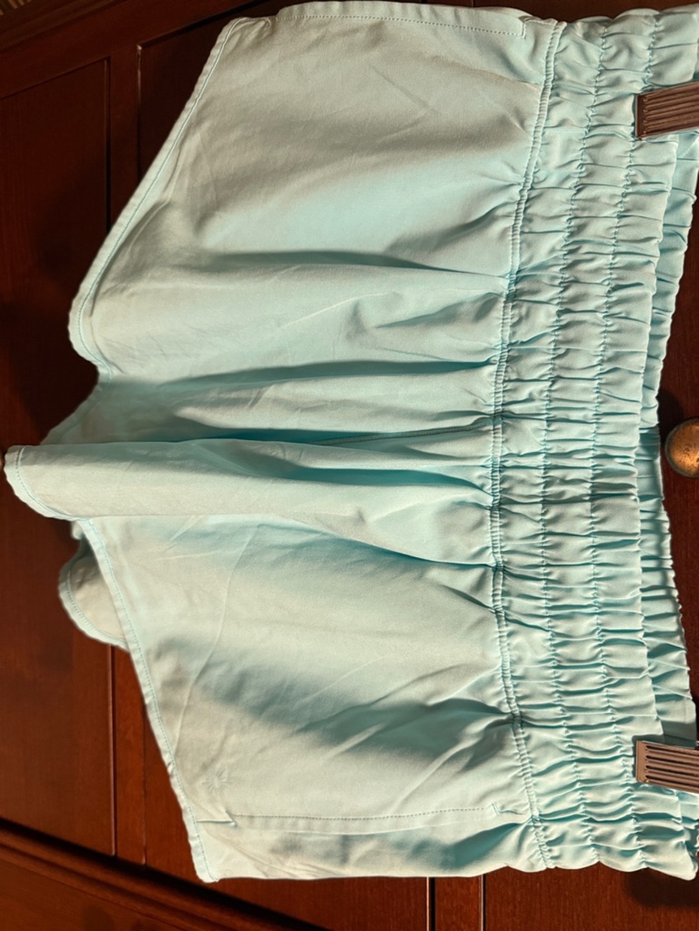 Light Aqua Ruffled Elastic Waist Shorts offline